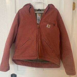 💞 Vintage Rose/Salmon Tone Carhartt Hooded Sierra Jacket (Women’s: L)💞
